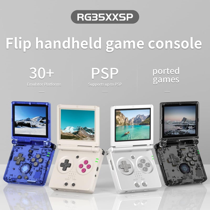 Voacle RG35XXSP Flip Retro Handheld Game Console ,3.5 Inch IPS Screen Linux System Built-in 64G TF Card 5532 Games Support 5G WiFi Bluetooth TV Output(Gray-New) - Image 2
